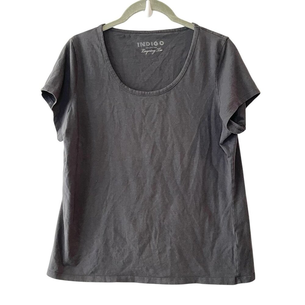 M&S Marks Spencer Indigo‎ Collection Layering Tee Charcoal Gray UK 16